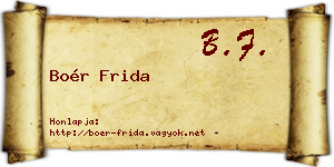 Boér Frida névjegykártya